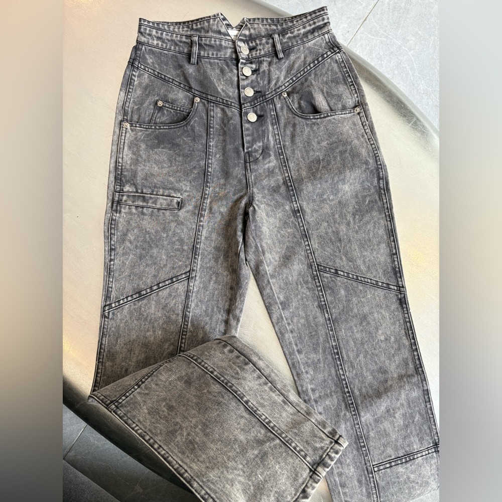 Étoile Isabel Marant Gray Henoya Acid-wash High Rise Slim Jeans US 27 - Picture 4 of 15